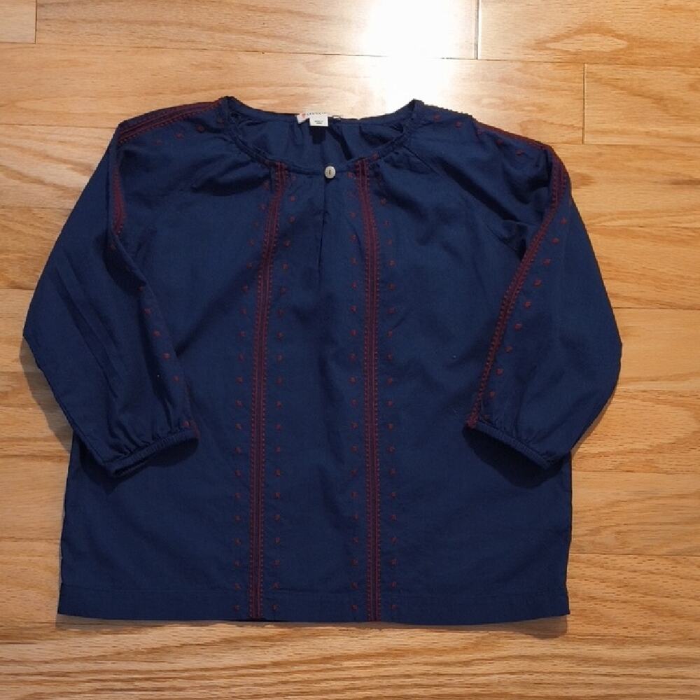 Crewcuts Navy and Red Embroidered Kids Blouse, Size 10, EUC